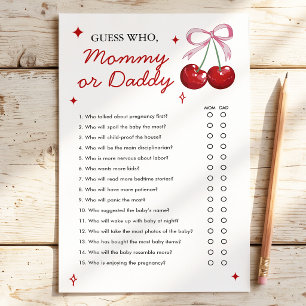 Papier Maman ou Papa Cerise sur le Gâteau Jeu de Baby Sh