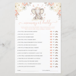 Papier Maman ou papa Elephant Girl Baby shower jeu