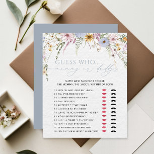 Papier Maman ou papa fille Baby shower Fleur sauvage Jeu