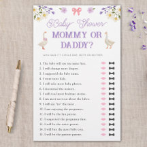 Maman ou papa Fleur sauvage Geese Baby shower Jeu