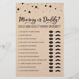 Papier Maman ou papa Jeu Baby shower partie