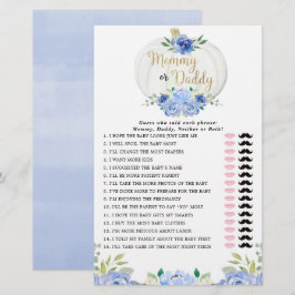 Papier Maman ou papa jeu bleu verdure automne citrouille