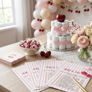 Papier Maman ou Papa Jeu Cerise Rose Rouge Rétro Baby Sho