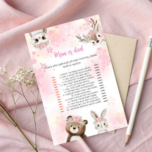Papier Maman ou papa Jeu de devinettes - Thème Bois Rose