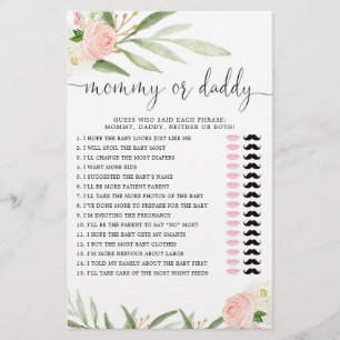 Papier Maman ou papa jeu d'or rose verdure bébé fille