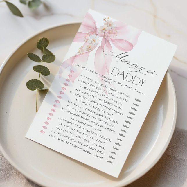 Papier Maman ou papa Pink Bow Guess Who Floral jeu (Créateur téléchargé)