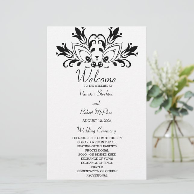 Papier Mandala floral noir (Debout devant)