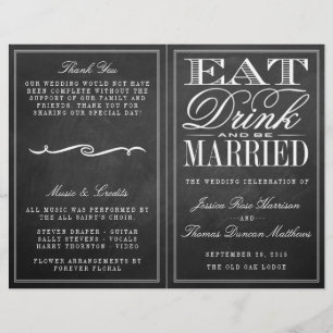 Papier Manger, boire et être marié Chalkboard Mariage