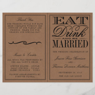 Papier Mangez, buvez et soyez marié Rustique Mariage Kraf