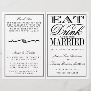 Papier Mangez, buvez et soyez mariés Mariage noir/blanc m