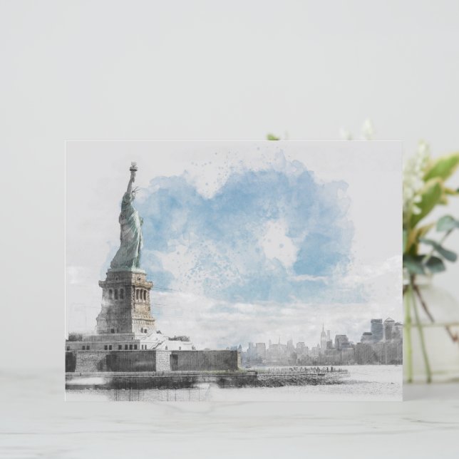 Papier Manhattan Nyc Liberty Statue (Debout devant)