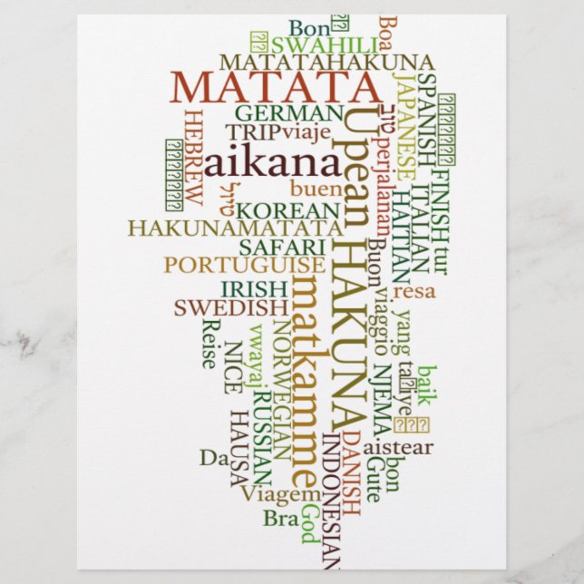 Papier Mantras multilingues : Message mondial Hakunamatat (Devant)