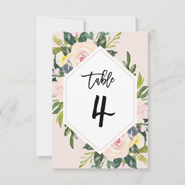 Papier manuscrit floral Blush Tableau 4 Carte de n (Devant)