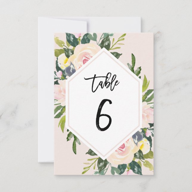 Papier manuscrit floral Blush Tableau 6 Carte de n (Devant)