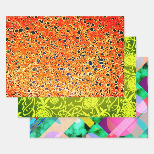 Papier marbré d'ambre, Paisley Pearl vert, Chiron (Lot)