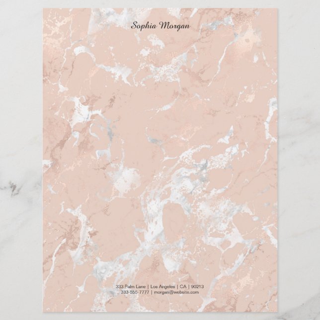 Papier Marbre or rose, Nom/Coordonnées en noir, Vs 2 (Devant)