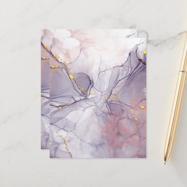 Papier Marbre violet et or (Devant/Arrière en situation)