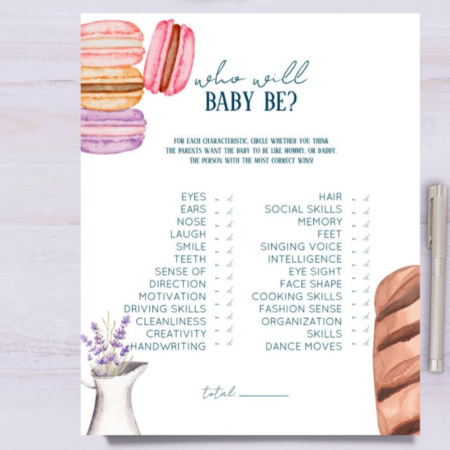Papier Marché Français - Baby shower Qui Sera Baby ? Jeu (Créateur téléchargé)