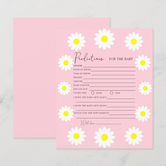 Papier marguerites fleurs sauvages - prédictions pour béb (Devant / Derrière)