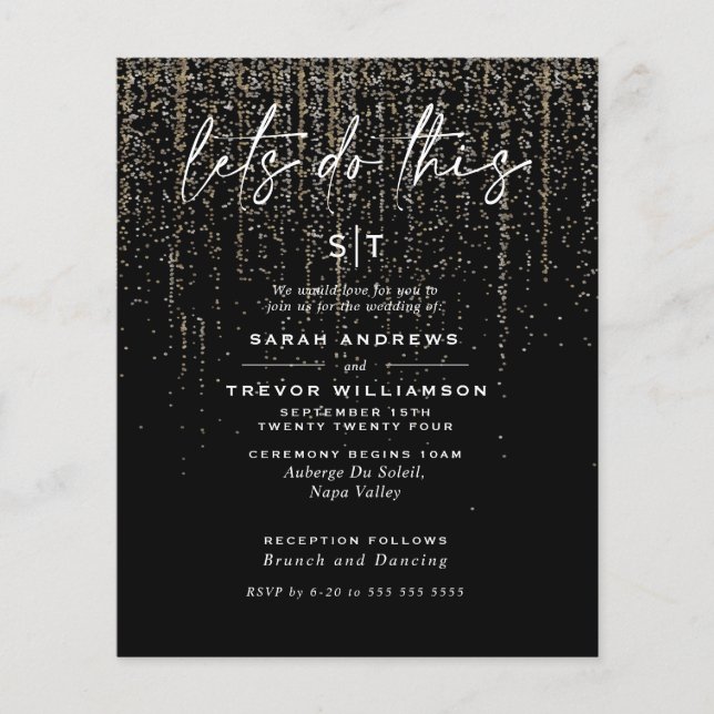 Papier Mariage à faible budget Edgy Champagne Parties sci (Devant)