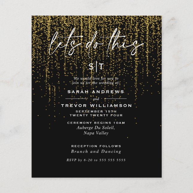 Papier Mariage à faible budget Edgy Gold Parties scintill (Devant)