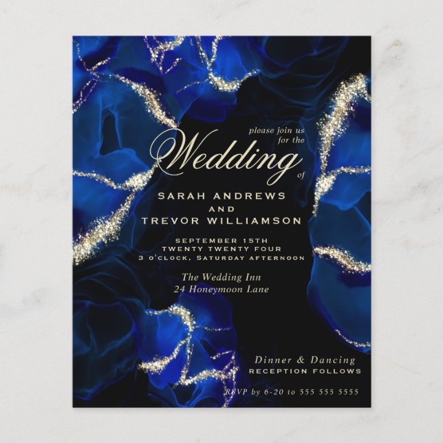 Papier Mariage à petit budget bleu royal sur fond noir ép (Devant)