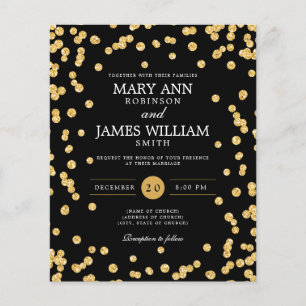 Papier Mariage à petit budget Invitation noire avec confe