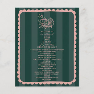 Papier Mariage à rayures vertes botaniques florales