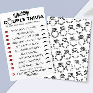 Papier Mariage amusant Couple Trivia Jeu - Mariée vs Groo