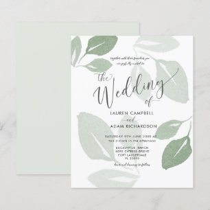 Papier Mariage aquarelle de verdure vert sauge à petit bu