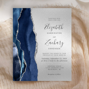 Papier Mariage argenté à l'agate bleu marine Budget