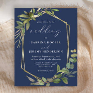 Papier Mariage au budget eucalyptus olivier verdure bleu