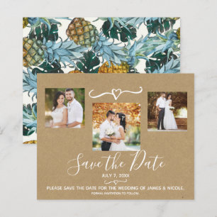 Papier Mariage aux Ananas Tropicaux Photo Enregistrer la