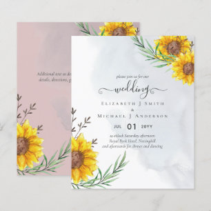 Papier Mariage Bohème Champêtre Tournesols Roses