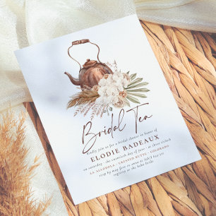 Papier Mariage Bohème Floral Herbe de Pampas Tasse de Thé