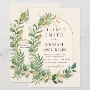Papier Mariage botanique moderne Cream Gold