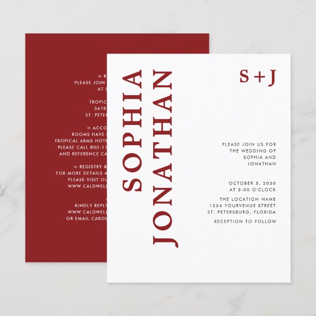 Papier Mariage Bourgogne Tout Compris à Petit Budget (Devant / Derrière)