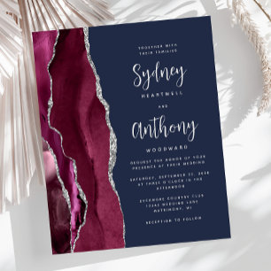 Papier Mariage Budget Bourgogne Agate Marine Script