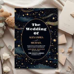 Papier Mariage Budget Céleste Bleu Minuit Étoiles Lune