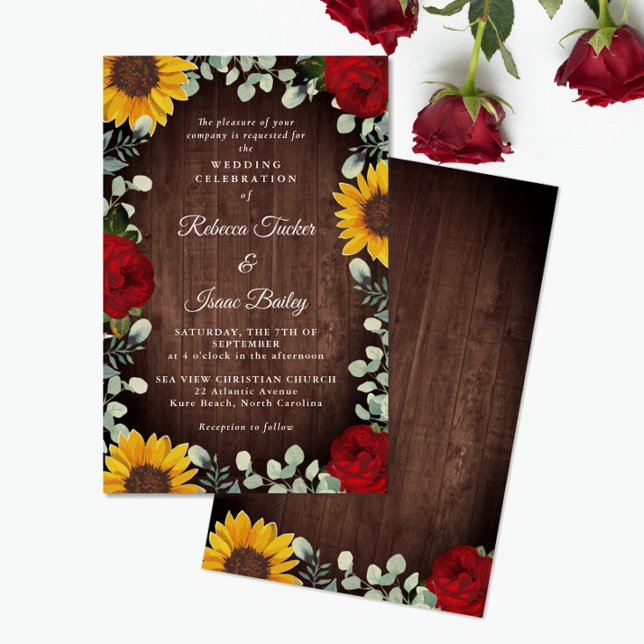 Papier Mariage Budget du Sunflowers Eucalyptus Red Rose W (Créateur téléchargé)