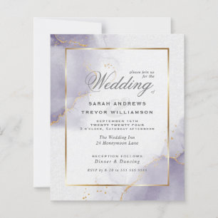 Papier Mariage Budget Gold Dusty Plum Purple Invitation
