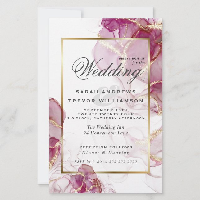 Papier Mariage Budget Gold Jazz Berry Crimson Abstrait (Devant)