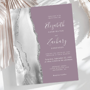 Papier Mariage Budget Gris Blanc Argent Agate Mauve