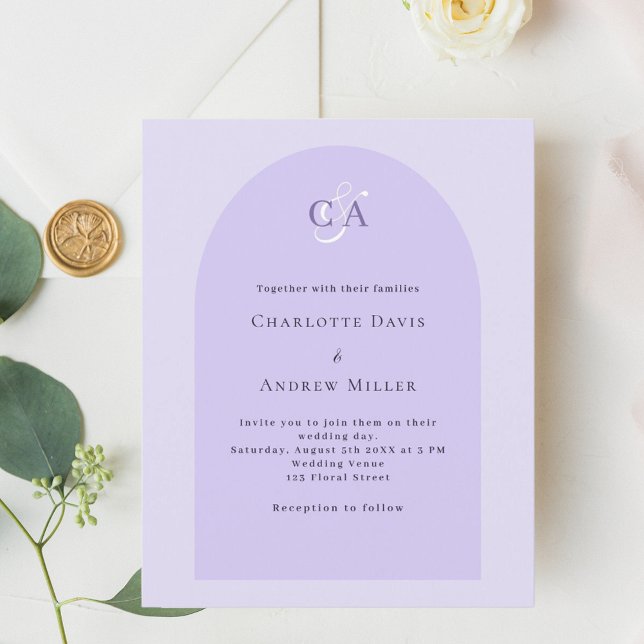 Papier Mariage budget Lavender violet arche monogramme (Créateur téléchargé)