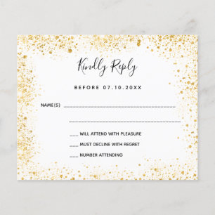 Papier Mariage budget or blanc éclatant RSVP