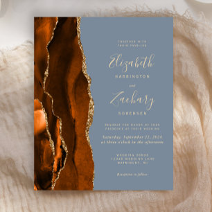 Papier Mariage Budget Orange Brûlé Agate Bleu Poussiéreux