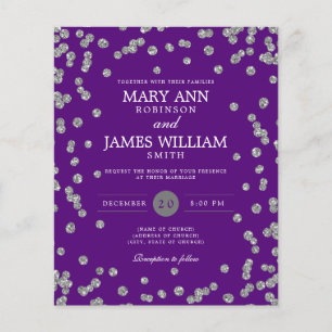 Papier Mariage budget Parties scintillant argent Invitati