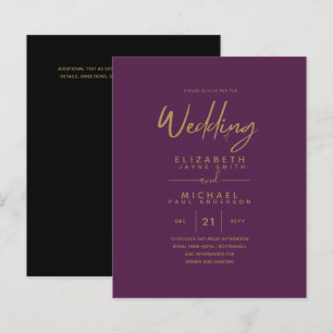 Papier Mariage budget Plum Gold moderne invite
