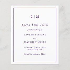 Papier Mariage budget simple violet Enregistrer la date