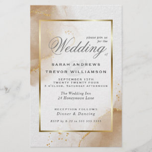 Papier Mariage Budget Soft Brown Or Abstrait Marbré dans